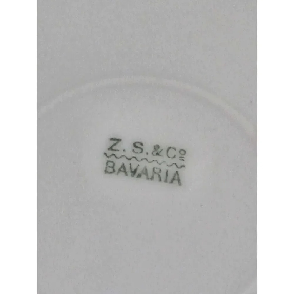 Antique Z S & Co Bavaria Pink Tulip Purple Rose Porcelain Plate Gold Rim